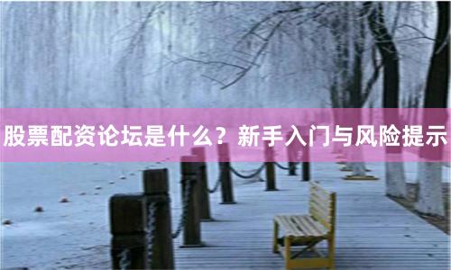 股票配资论坛是什么？新手入门与风险提示